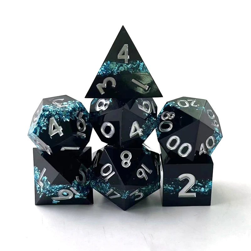 Sharp-Edge Resin Dice Set - 7 Piece – 6 Colours to Choose From