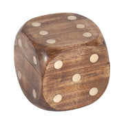 Mango Wood Dice Box Tabletop Game For Living Room And Coffee Table Display Home Decor Family Game With Brass Accents