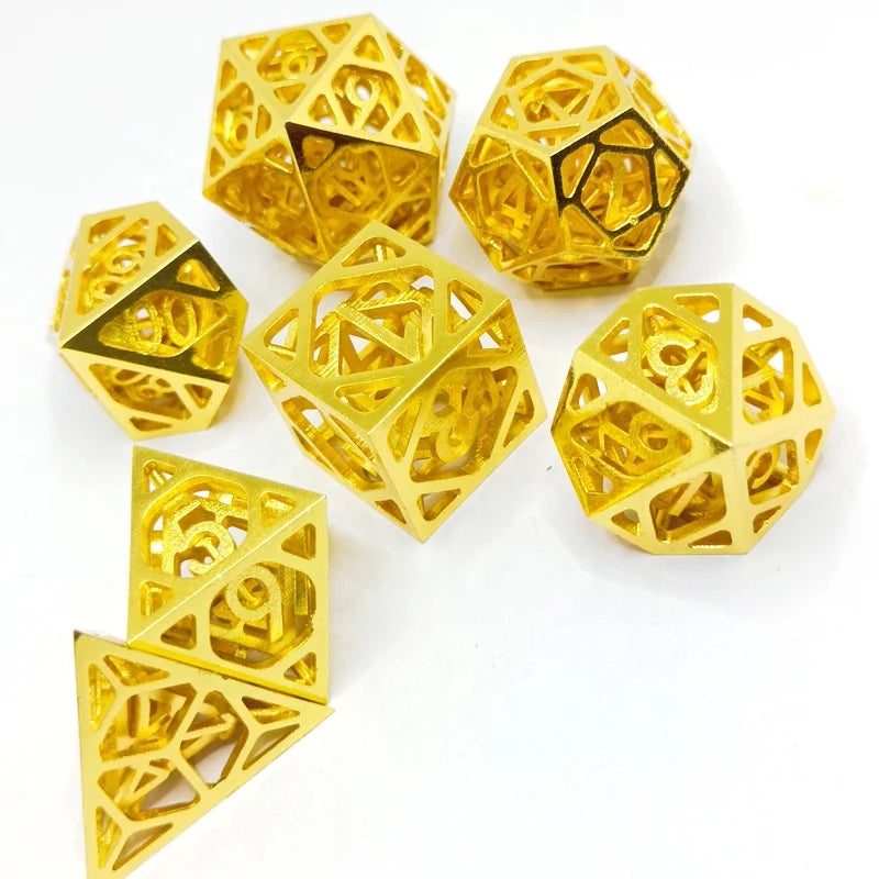 Gold-Plated Hollow Metal Dice Set – Table-Ready Dice for Every Roll