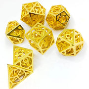 Hot Sale Golden Plating Hollow Out Metal Dice Dungeons and Dragons Game Copper Dice Set