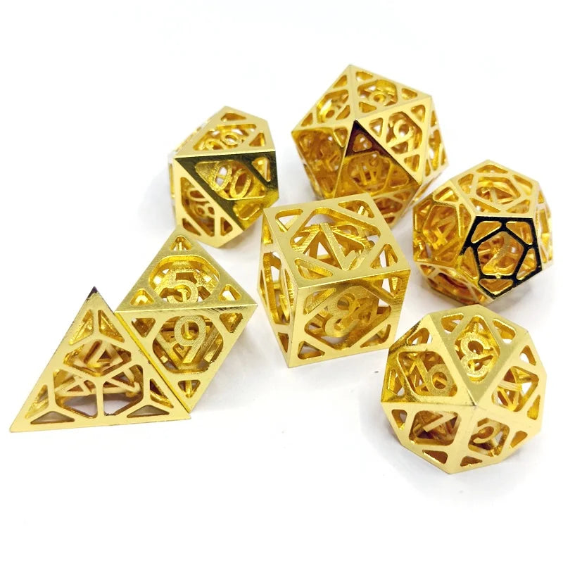 Gold-Plated Hollow Metal Dice Set – Table-Ready Dice for Every Roll
