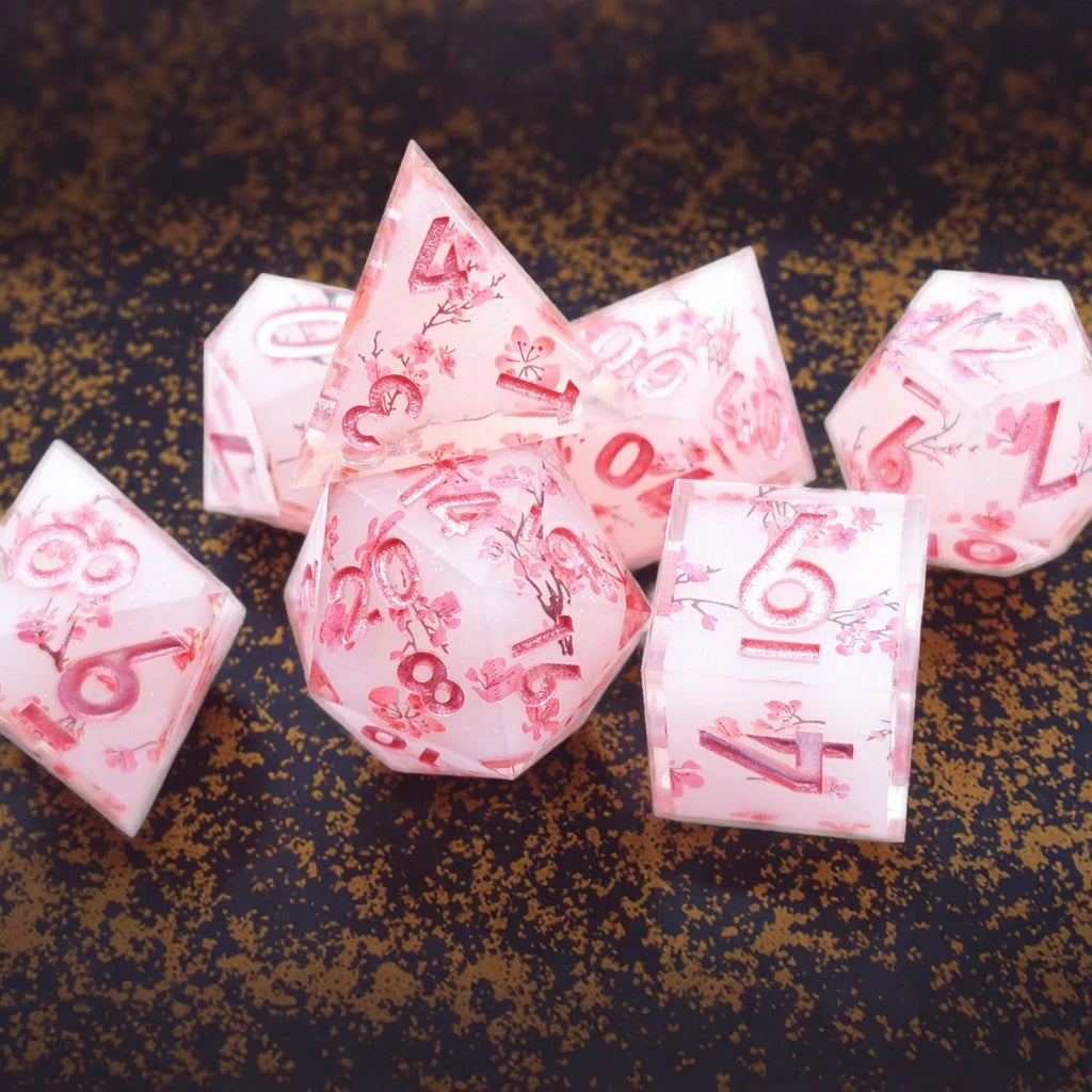Sakura Bloom Resin Dice Set – 23 Colours to Choose From