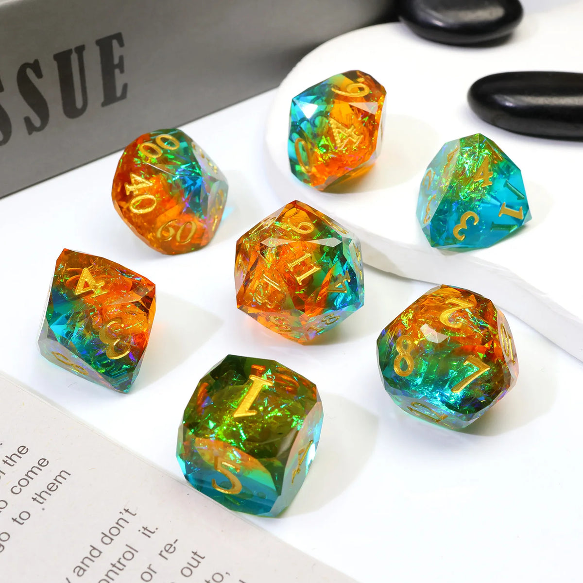 HexHoard Aurora Resin Dice Set - 7 Piece – 5 Colours to Choose From