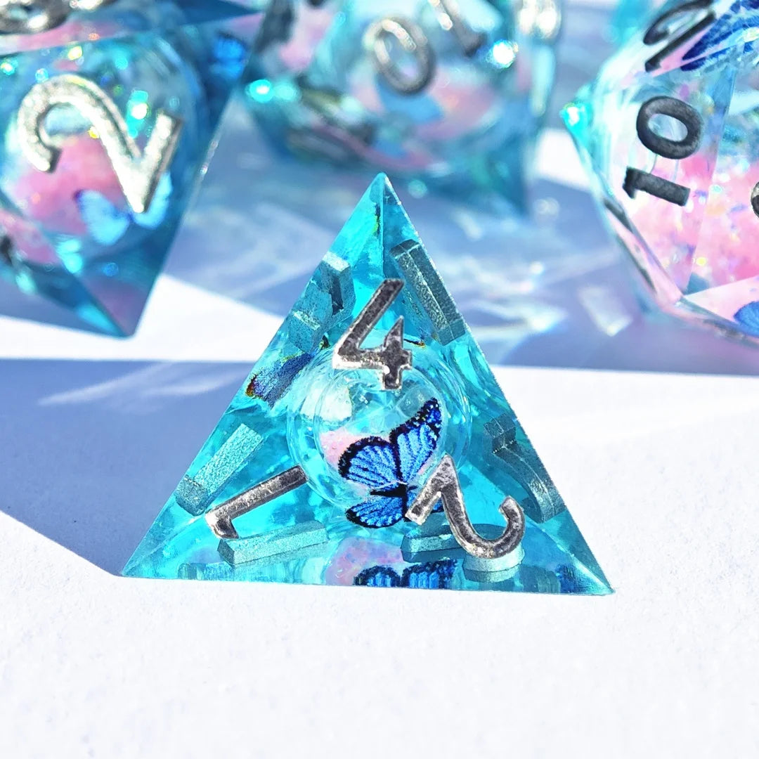 Resin Dice Set - Iridescent Butterfly – Table-Ready Dice for Every Roll