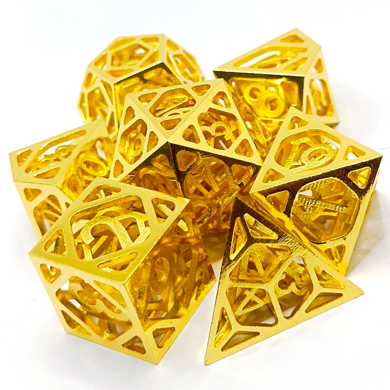 Gold-Plated Hollow Metal Dice Set – Table-Ready Dice for Every Roll