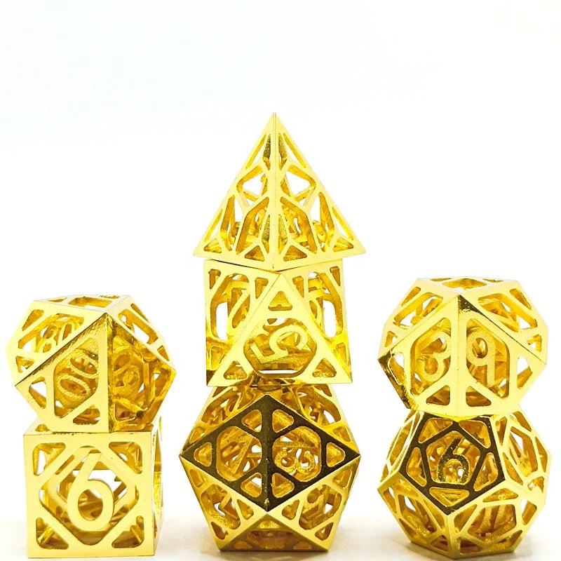 Gold-Plated Hollow Metal Dice Set – Table-Ready Dice for Every Roll