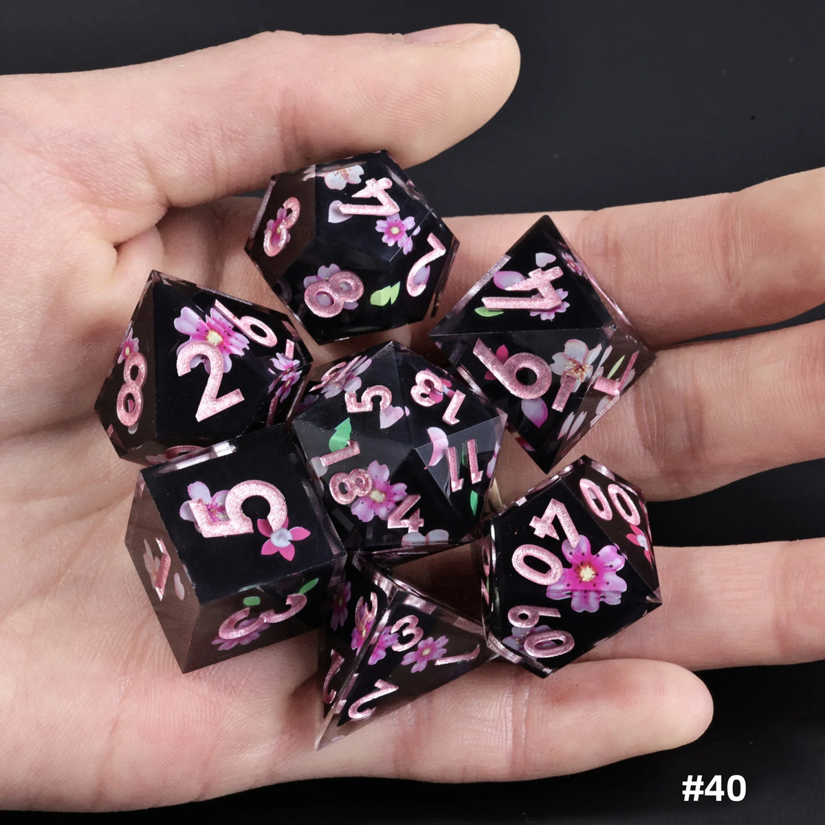 Sakura Bloom Resin Dice Set – 23 Colours to Choose From