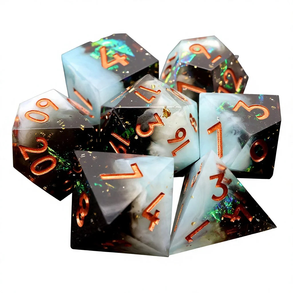 Sharp Edge Resin Dice Set - 9 Piece – 16 Colours to Choose From