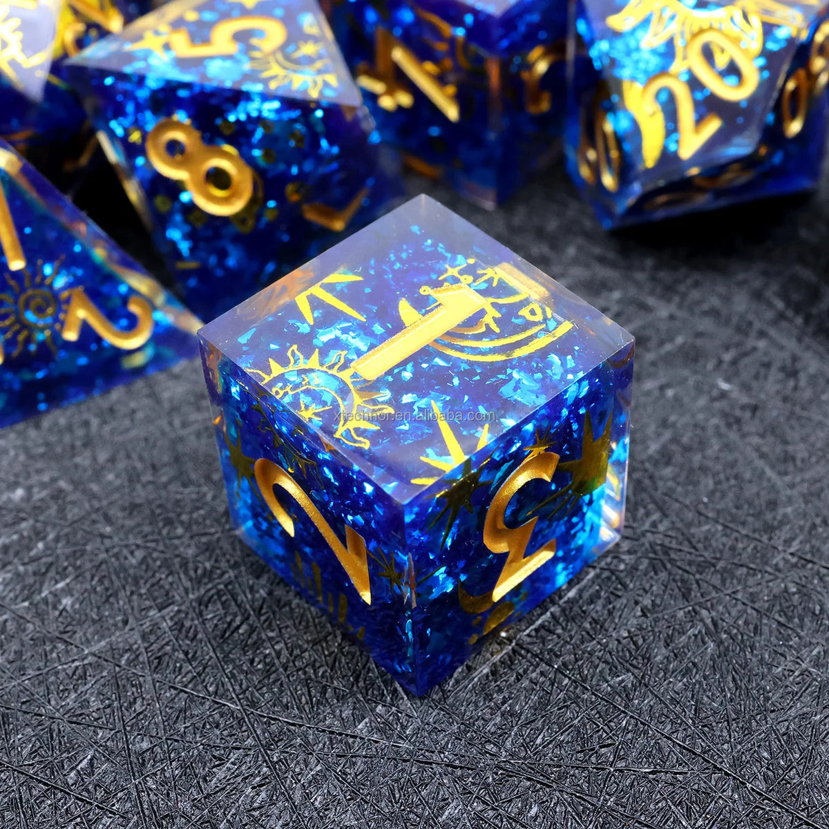 Sharp Edge Resin Dice Set - Assorted Designs – 21 Colours to Choose From