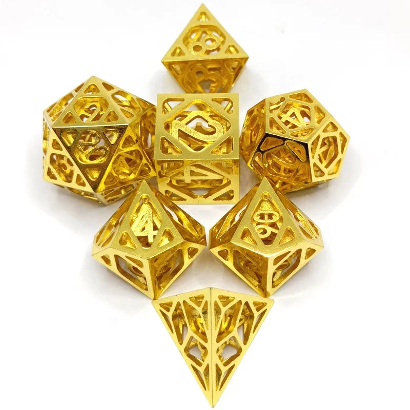 Gold-Plated Hollow Metal Dice Set – Table-Ready Dice for Every Roll