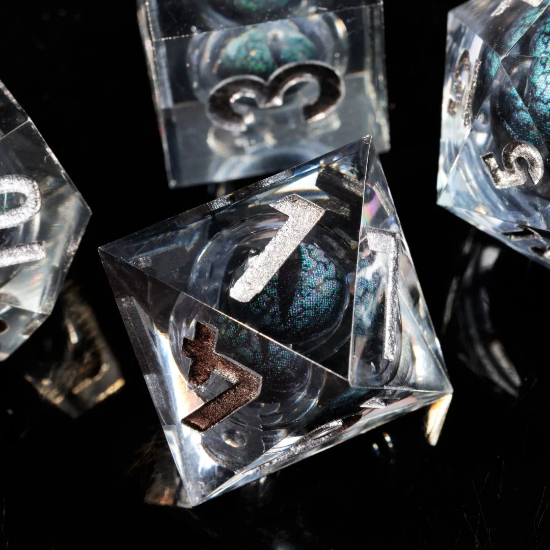Resin Dice Set - Black Dragon Eye – Table-Ready Dice for Every Roll