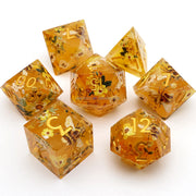 The Apiarist Dice Set,Honeybee Blossom 3D Artisan Dice,Gilded Bee on Bloom Resin Sharp Edge Dice Set Factory Wholesale No MOQ