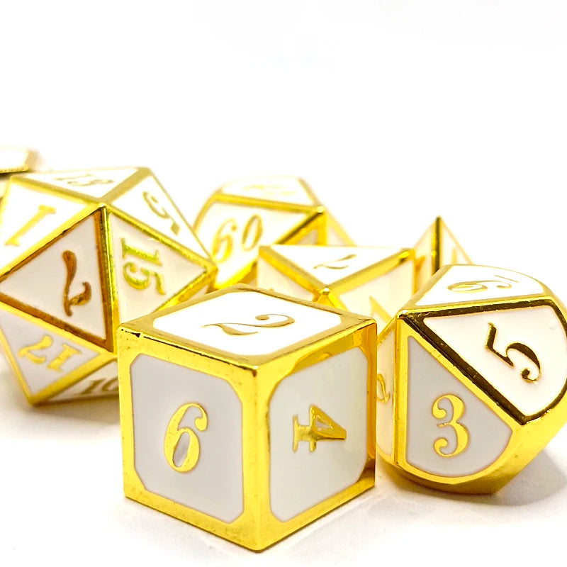 Engraved Metal Polyhedral Dice Set – 16 Colours to Choose From