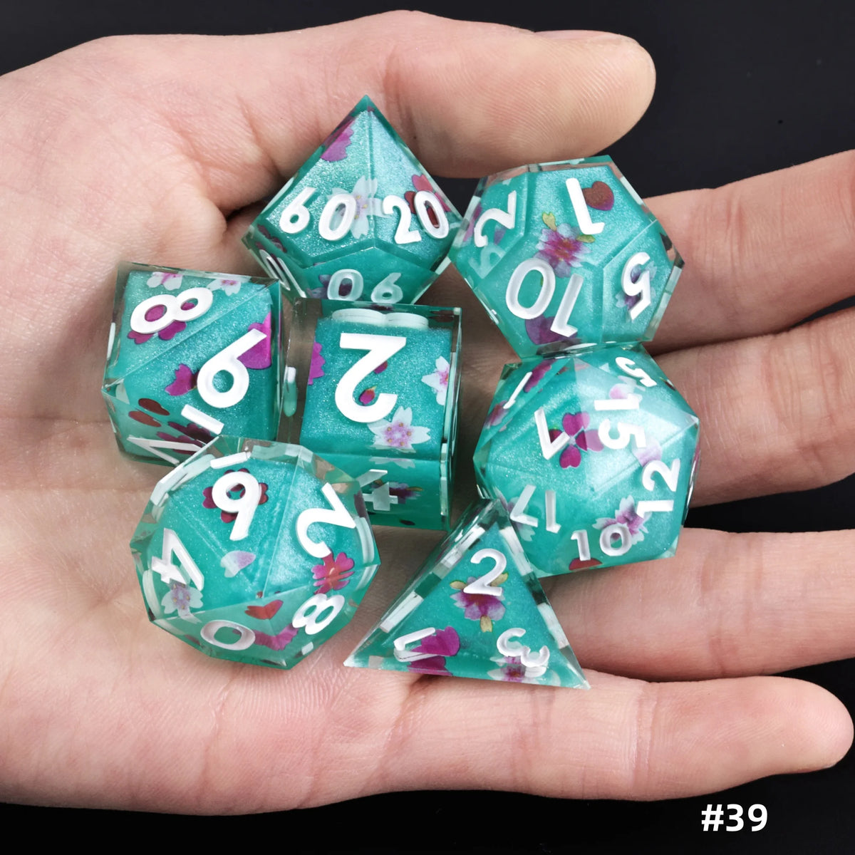 Sakura Bloom Resin Dice Set – 23 Colours to Choose From