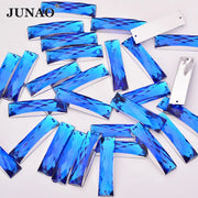 JUNAO 100pcs 7*26mm Clear White Color Sewing Rhinestones Rectangle Crystal Stones Sew On Acrylic Gems For DIY Needlework Crafts