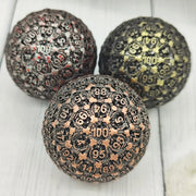 100 Side Hollow D100 Polyhedral Metal Dice Zinc Alloy Polygon Shape for Role-Playing Games  Playing Table Dice