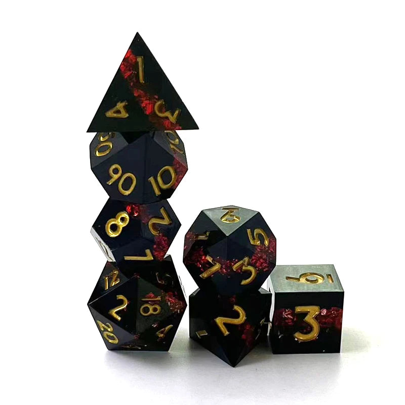 Sharp-Edge Resin Dice Set - 7 Piece – 6 Colours to Choose From