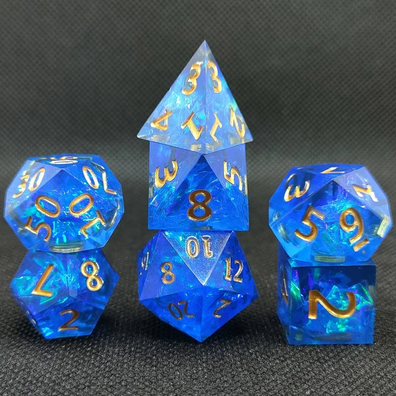 Upscale Transparent Resin Dice Set – 3 Colours to Choose From