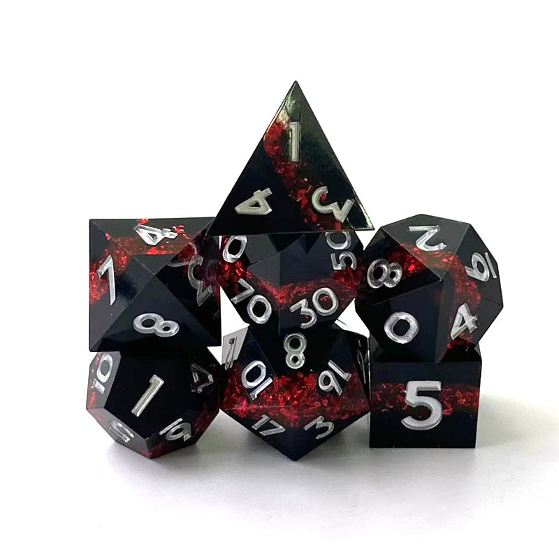 Sharp-Edge Resin Dice Set - 7 Piece – 6 Colours to Choose From