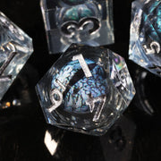 Mini Planet Custom D6 D8 Polyhedral Resin 7-Piece Durable Dice Set Handmade Carved Dragon Eye RPG Dungeons Dragons Wholesale