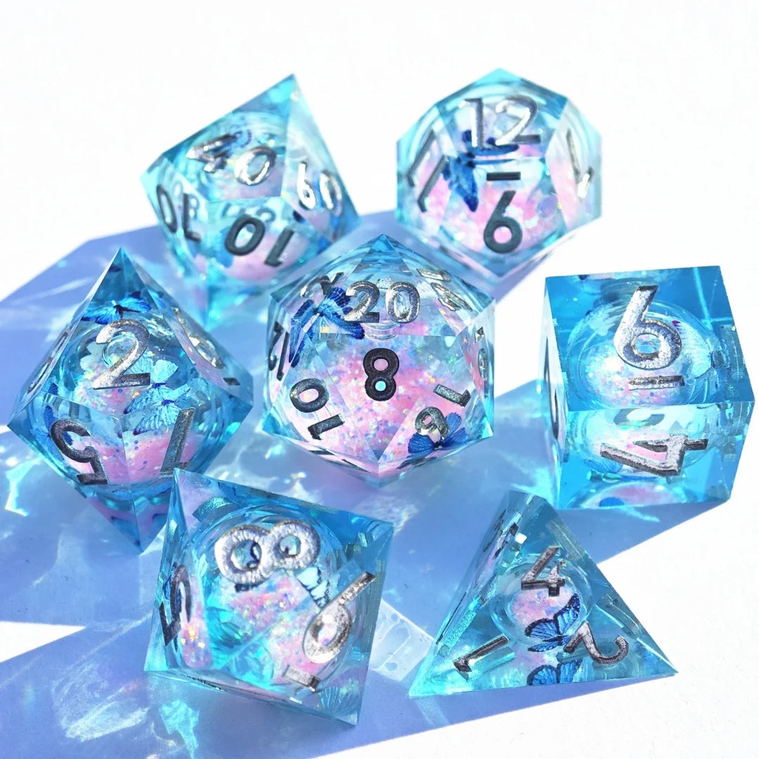 Resin Dice Set - Iridescent Butterfly – Table-Ready Dice for Every Roll