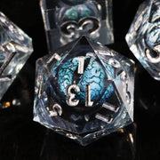 Mini Planet Custom D6 D8 Polyhedral Resin 7-Piece Durable Dice Set Handmade Carved Dragon Eye RPG Dungeons Dragons Wholesale