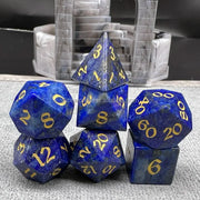 Wholesale 7pcs Lapis Lazuli Polyhedral Dice Gem Inspired Board & Card Games Playing Dice 16-24mm Nian Brand Velvet Bag Packaging