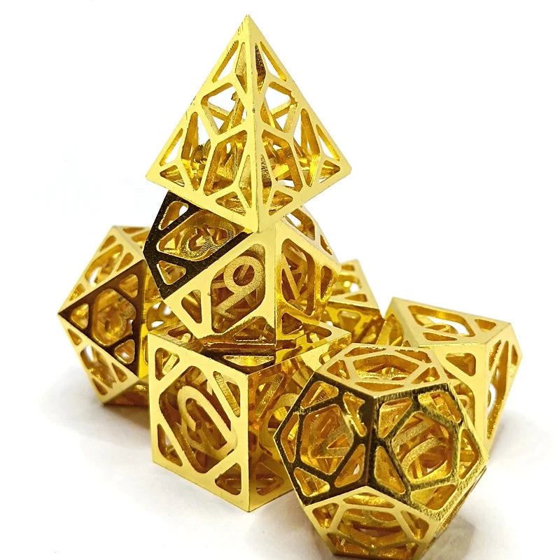 Gold-Plated Hollow Metal Dice Set – Table-Ready Dice for Every Roll