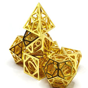 Hot Sale Golden Plating Hollow Out Metal Dice Dungeons and Dragons Game Copper Dice Set