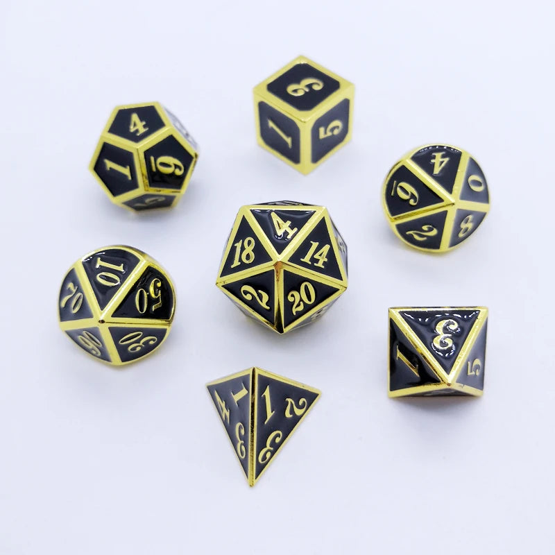 Engraved Metal Polyhedral Dice Set – 16 Colours to Choose From