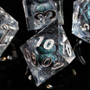 Mini Planet Custom D6 D8 Polyhedral Resin 7-Piece Durable Dice Set Handmade Carved Dragon Eye RPG Dungeons Dragons Wholesale
