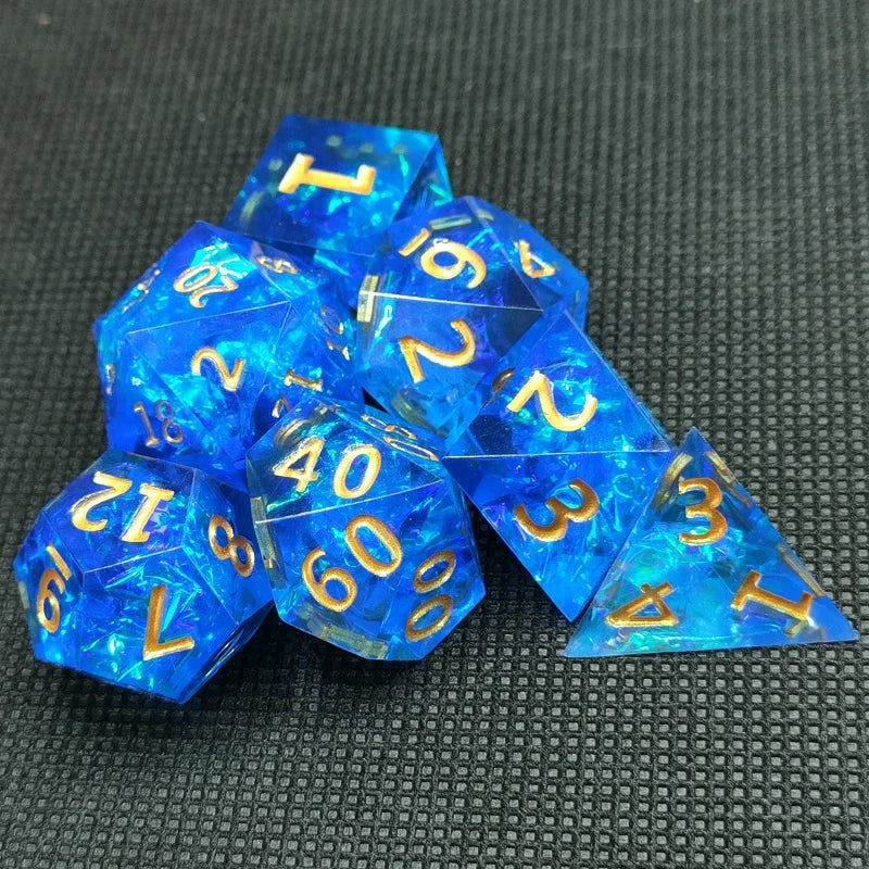 Upscale Transparent Resin Dice Set – 3 Colours to Choose From