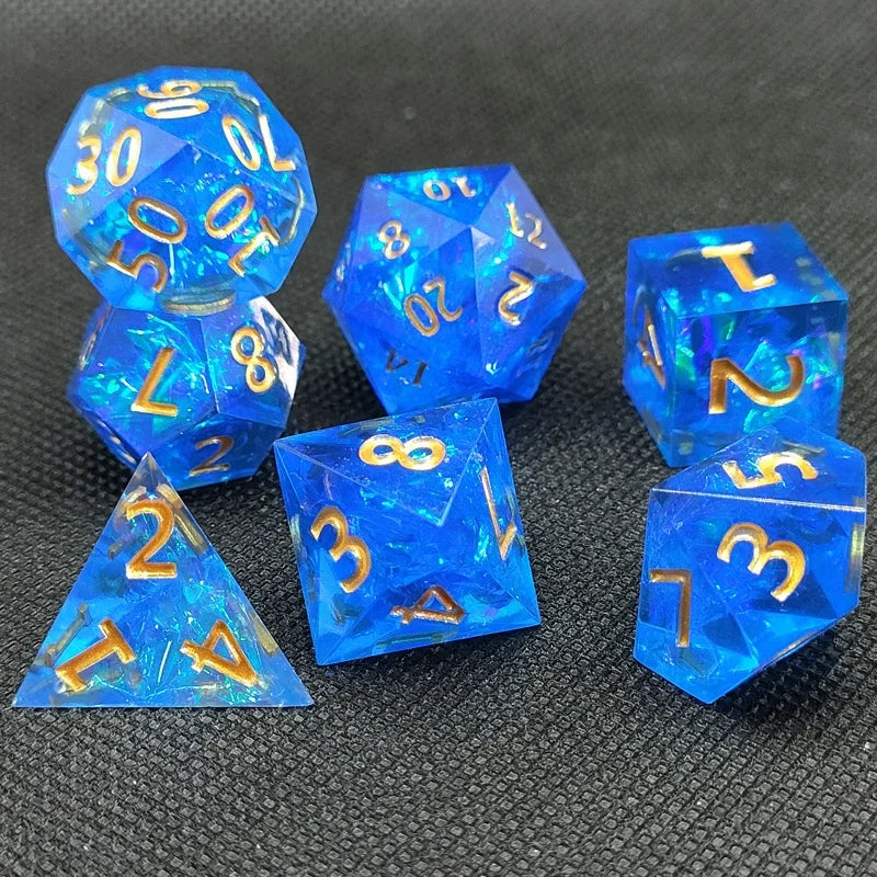 Upscale Transparent Resin Dice Set – 3 Colours to Choose From