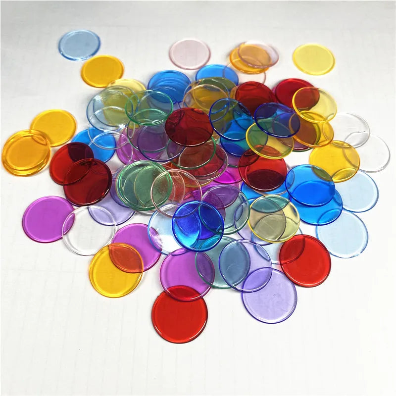 Clear Plastic Game Tokens - 100 Pack