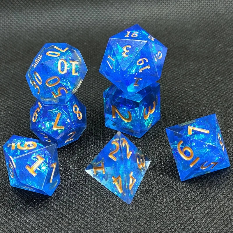 Upscale Transparent Resin Dice Set – 3 Colours to Choose From