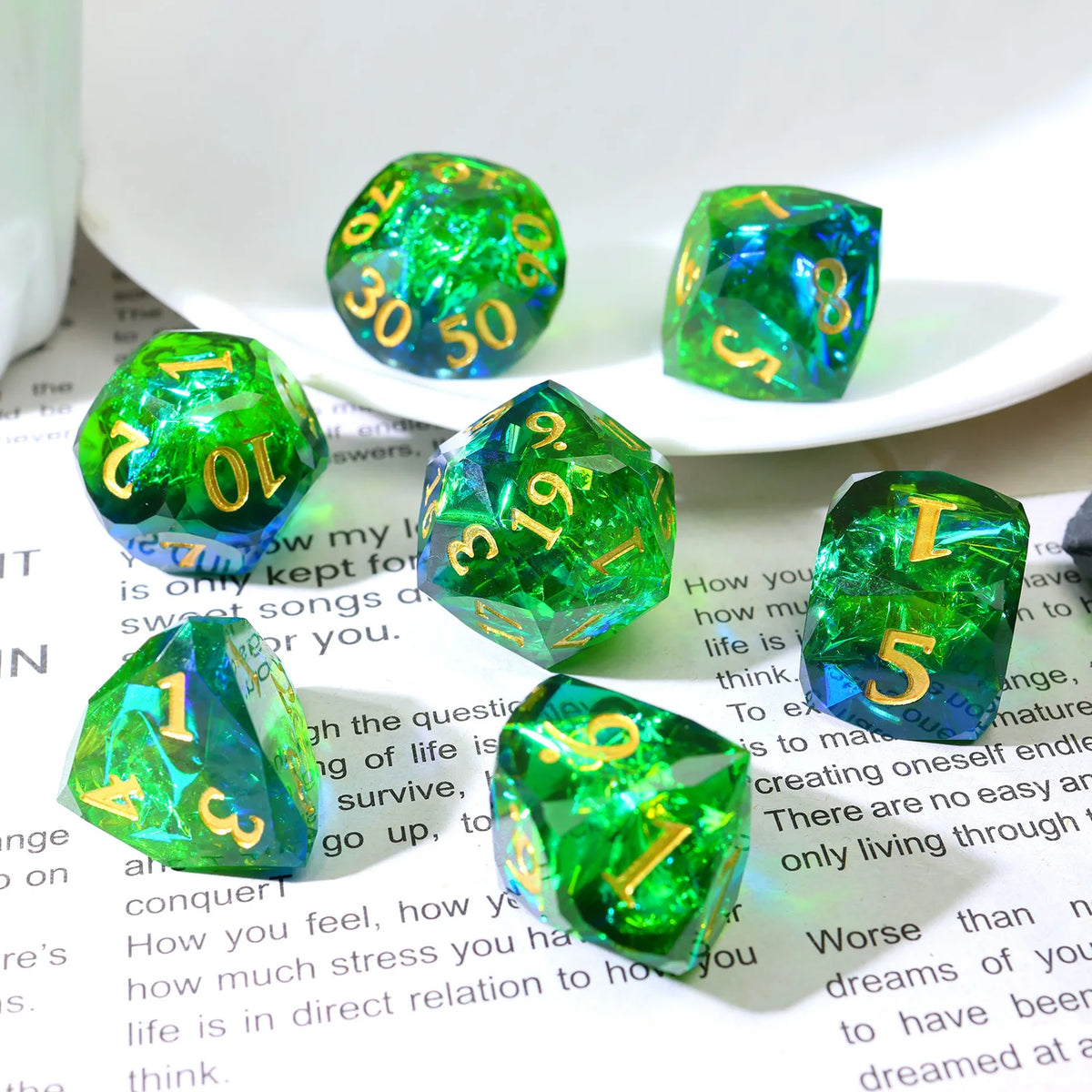 HexHoard Aurora Resin Dice Set - 7 Piece – 5 Colours to Choose From
