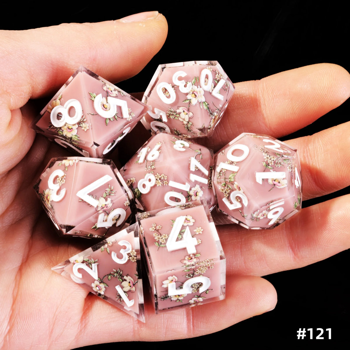 Sakura Bloom Resin Dice Set – 23 Colours to Choose From
