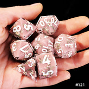 MINI PLANET DND Dice Set 7pcs Polyhedral Handmade Resin Sakura Bloom Dice for TRPG Table Game Dragon & Dungeon Custom Dice D&D