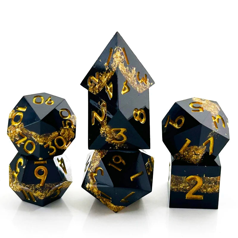 Sharp-Edge Resin Dice Set - 7 Piece – 6 Colours to Choose From