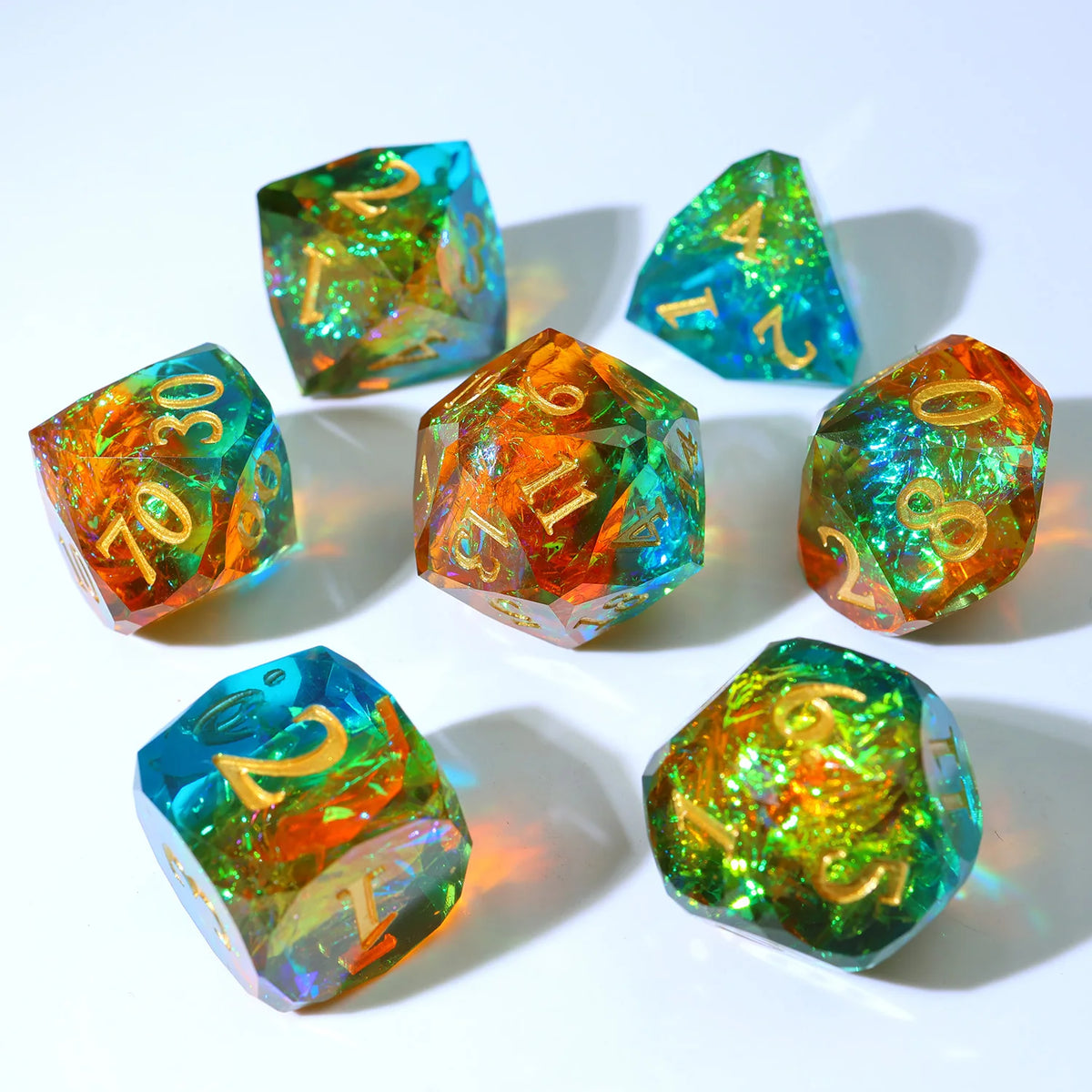 HexHoard Aurora Resin Dice Set - 7 Piece – 5 Colours to Choose From