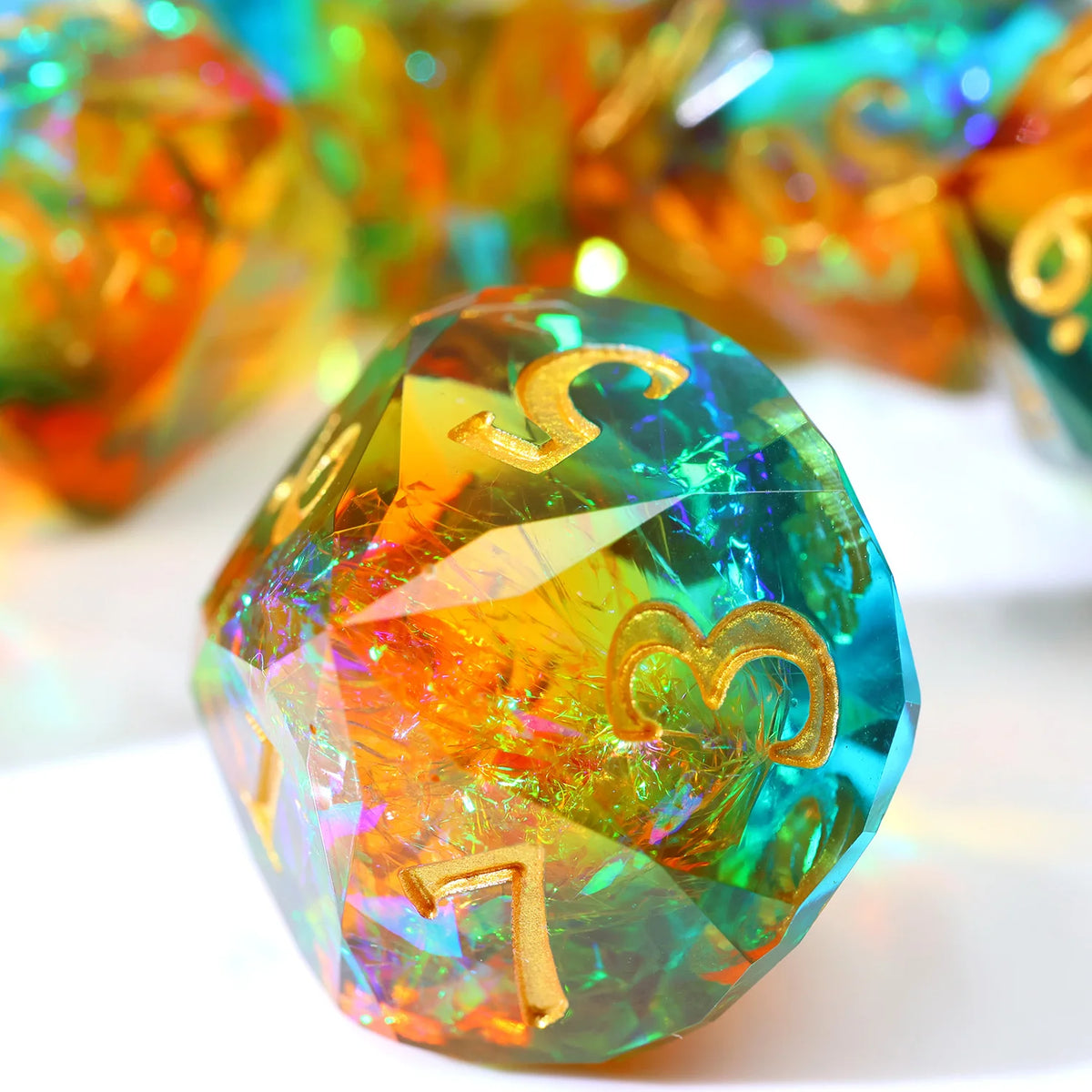 HexHoard Aurora Resin Dice Set - 7 Piece – 5 Colours to Choose From