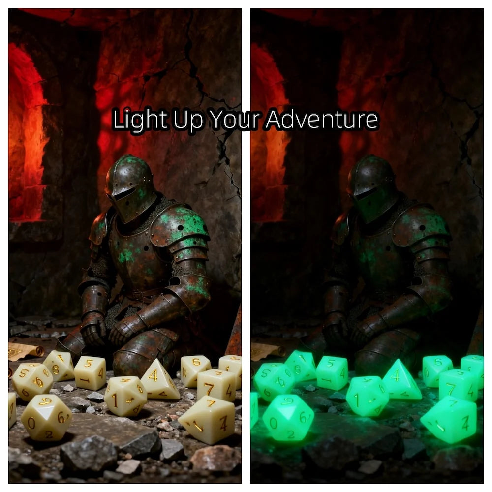 Glow-in-the-Dark Gemstone Dice Set – Table-Ready Dice for Every Roll