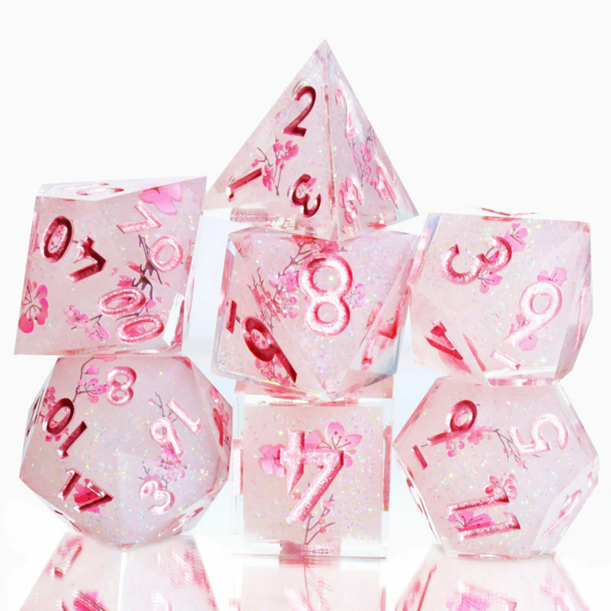 Sakura Bloom Resin Dice Set – 23 Colours to Choose From