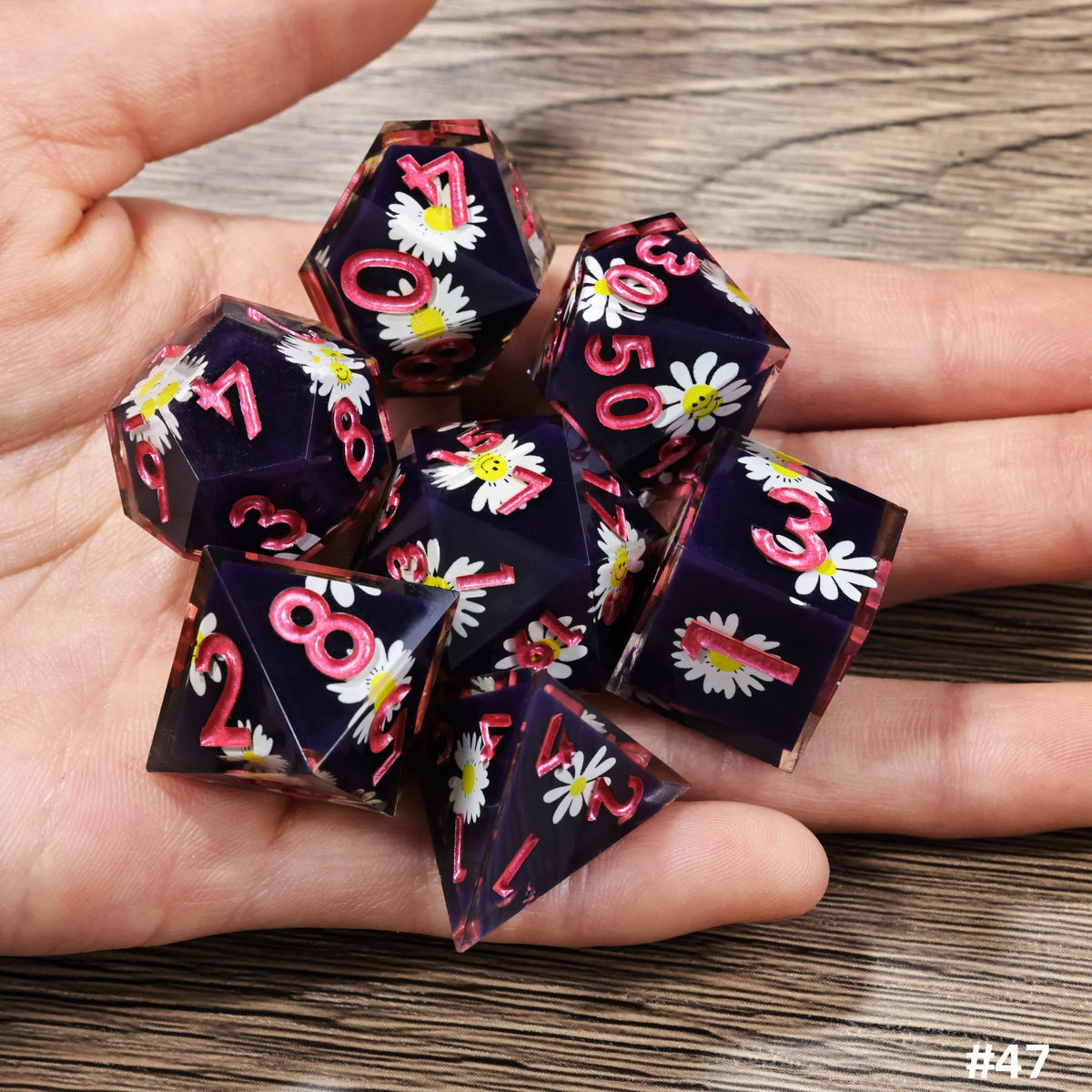 Sakura Bloom Resin Dice Set – 23 Colours to Choose From