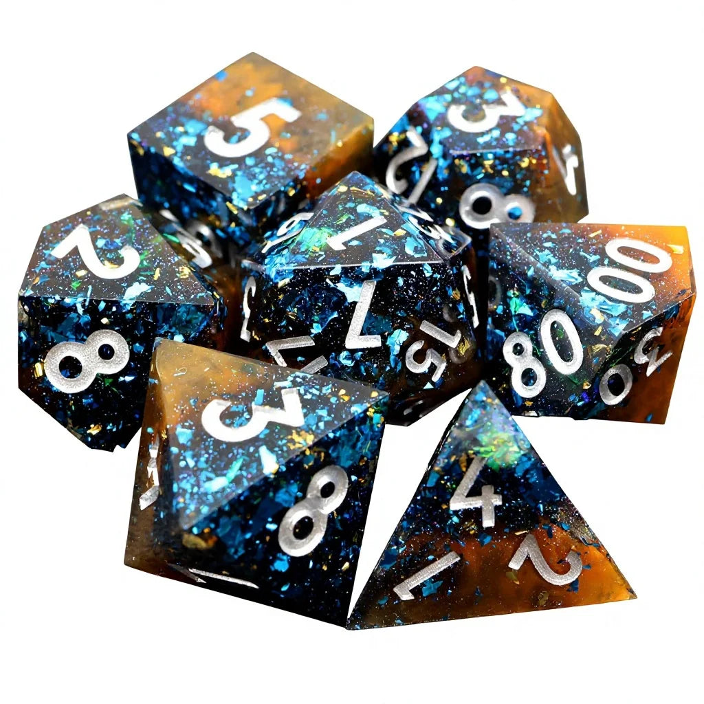 Sharp Edge Resin Dice Set - 9 Piece – 16 Colours to Choose From