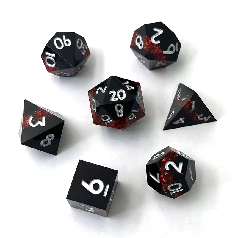 Sharp-Edge Resin Dice Set - 7 Piece – 6 Colours to Choose From