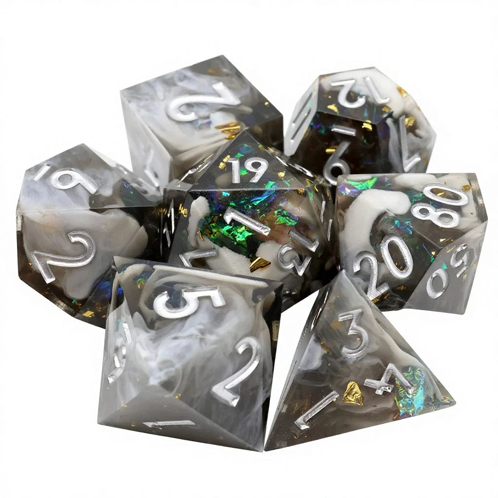 Sharp Edge Resin Dice Set - 9 Piece – 16 Colours to Choose From