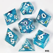 MINI PLANET DND Dice Set 7pcs Polyhedral Handmade Resin Sakura Bloom Dice for TRPG Table Game Dragon & Dungeon Custom Dice D&D