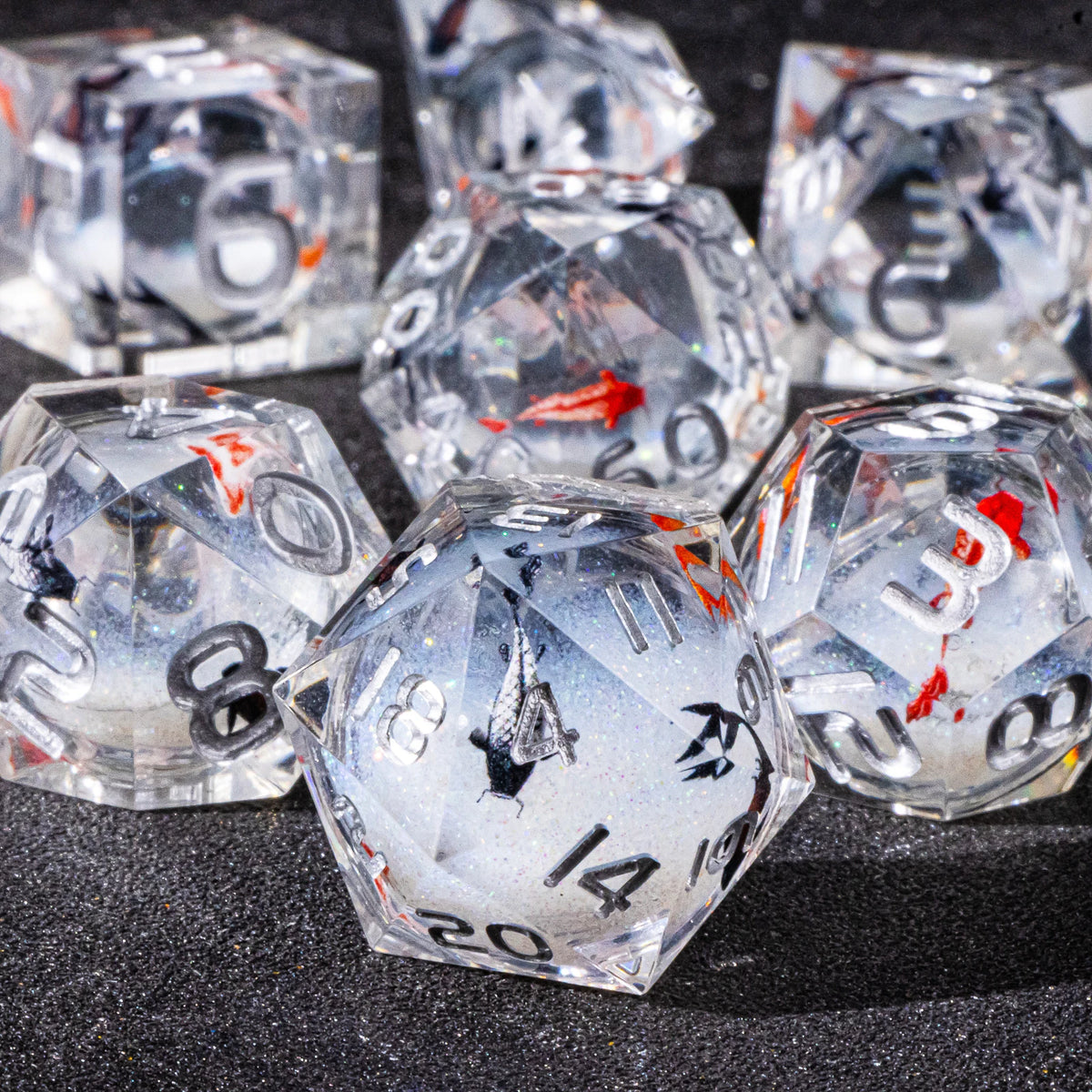 Galaxy Liquid Core Dice Set – Swirling Universe in Every Roll – 24 Colours to Choose From