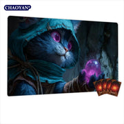 Mysterious Cat Fortune Teller MTG Playmat Magic Card Battle Mat Non-Slip Durable Commander Playmat Board Game Mat for TCG